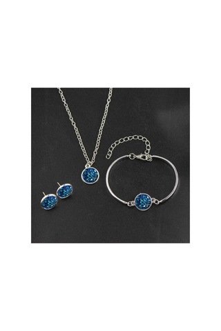 Lunarie Mavi Druzy Taşlı 4'lü Vintage Takı Seti