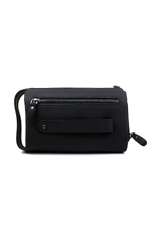 Alphaclub Bag Erkek Hakiki Deri Siyah El Çantası Clutch Portföy Çanta