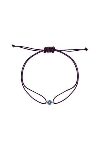 14 Ayar Altın Ipli Nazar Göz Bileklik Mineli - Mor