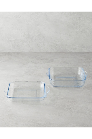 English Home Bake&serve Cam Kapaklı Kare Fırın Kabı 24x21,5 Cm Şeffaf Şeffaf