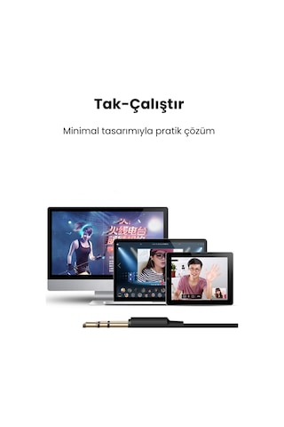 Hd Ses Gürültü Önleyicili Bilgisayar Mikrofonu Aux 3.5mm 2 Boğumlu