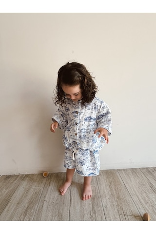 Oh La La Koala Mare Linen Müslin Şortlu Takım Ekru