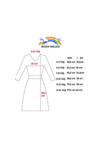 Uğur Böceği Çocuk Kolu Çiçek Motifli Tüllü Full Likralı Elbise 10-16 Yaş 001
