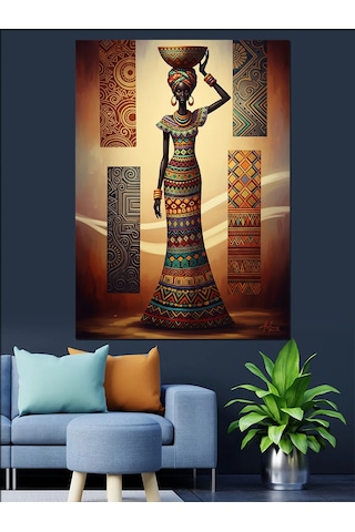 Ahşap Tablo Afrikalı Kadın Tribal Sanat