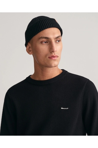 Gant Erkek Regular Fit Bisiklet Yaka Kazak-siyah Siyah