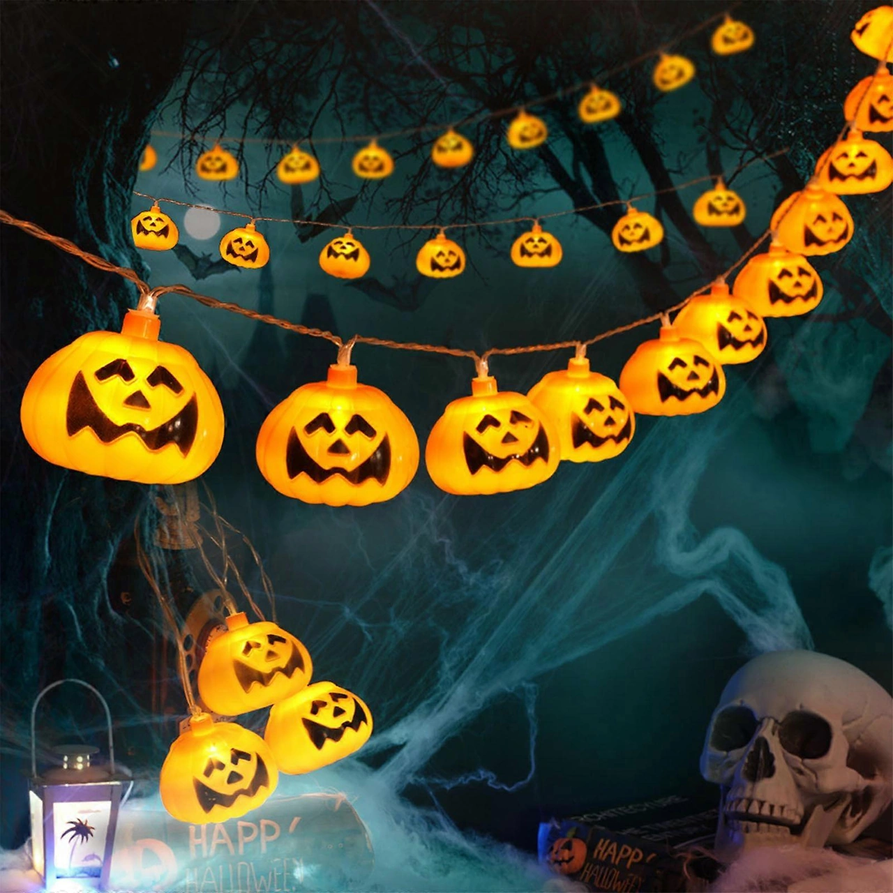 Işıklı Jack-o-lantern Işık Dizisi 2,5 M 20 Işık Cadılar Bayramı Dekorasyonu Diğer