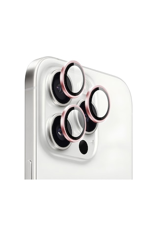 Ennar Apple Uyumlu iPhone 16 Pro - Pro Max Metal Çerçeveli Kamera Koruma Lensi Mtlns13 Siyah