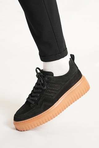 Shoetyle - Siyah Hakiki Süet Bağcıklı Erkek Sneaker 115-k502-1332 Siyah