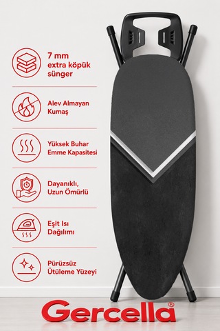 Hediyeli Symbol Ütü Masası Kılıfı Bezi Örtüsü Antrasit-gri