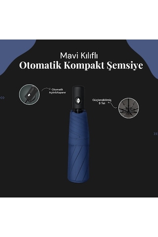 Atyticaret Mavi Kılıflı Otomatik Kompakt Şemsiye Unisex Mavi