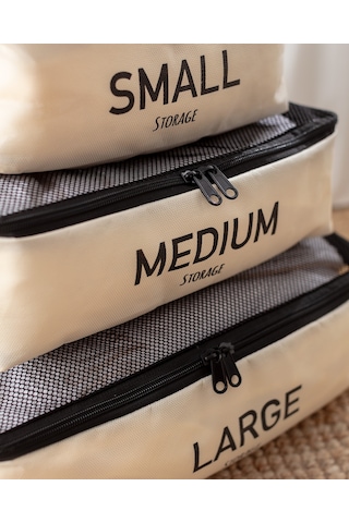 Madame Coco Eva 3'lü Bavul İçi Düzenleyici - Krem 8684427147733 Ekru