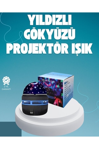 Döner Galaxy Uyumlu Projektör Gece Lambası Ay Ve Yıldız Işıklı Atmosfer Lamba Usb Bağlantılı