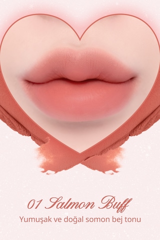 Dasique Kalp Tasarımlı Yoğun Pigmentli Köpük Yapılı Kadife Bitiş Sunan Ruj Souffle Color Pot 01 Salmon Buff 01 Salmon Buff