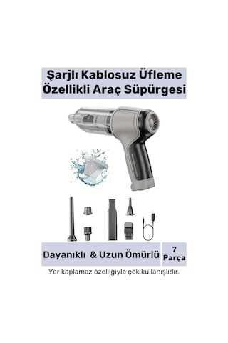 Yeni Seri Şarjlı Kablosuz 2 Fonksiyonlu Uyumlu Vakumlu El Süpürgesi Üfleme Özellikli Araç Süpürgesi