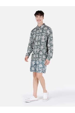 Colin's Colins Regular Fit Shirt Yaka Desenli Yeşil Erkek Uzun Kol Gömlek Cl1067541 Q1.v2 Kha Haki