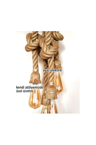 Marketcik Dekoratif 4 Lü Halat Sarkıt Avize,Siyah Duylu Ve Rozans (256282520)