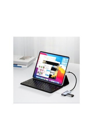 Type-c Çoğaltıcı Hub 3 İn 1 4k Hdmı, 100w Pd Hızlı Şarj, Usb 3.0, Alüminyum Gövde V0301003