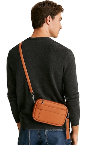 El Çantası Deri Taba Portföy Omuz Askılı Kahverengi