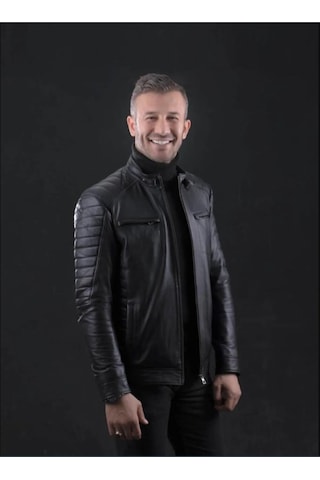 Hakiki Kuzu Derisi Düz Kesim Erkek Mont Siyah Siyah