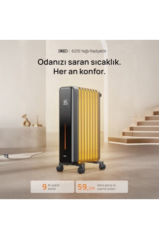 621s 2000w Akıllı Yağlı Radyatör, 21 Kanatlı, Wi-fi, Kumanda, 3 Kademe, Sessiz Ve Devrilme Emniyetli
