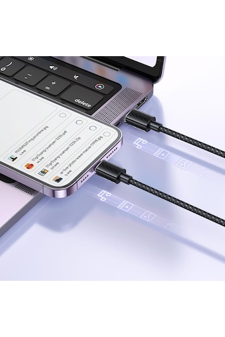 Ayrex Mcdodo Ca-3660 Crystal Serisi Type-c To Lightning 36w Pd Hızlı Şarj Ve Veri Aktarım Örgü Kablo Siyah 1.2m Diğer
