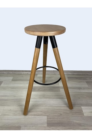 Banco Bar Sandalyesi, Bar Taburesi 74cm Ahşap Ayak Ahşap Oturak Çok Renkli