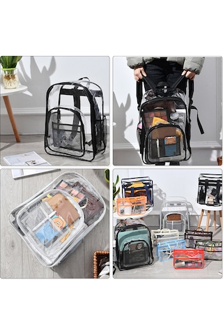 Skycity Şeffaf Pvc Materyalli Su Geçirmez Gezgin Çift Omuzlu Büyük Kapasiteli Sırt Çantası Mor Mor