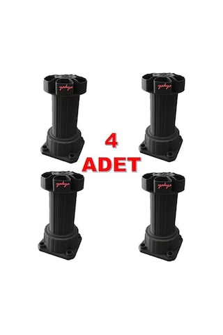 Siyah Ayarlanabilir Baza Ayağı 10-15 Cm - 4 Adet, Tezgah Ve Mobilya Ayağı Siyah