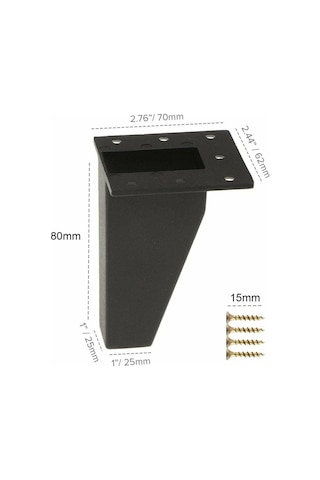 Mufunye 4 Parça Mobilya Ayakları, Alüminyum Metal Eğik Mobilya Ayakları, Dolap Kanepe Masa Şifonyerinin Kanepe Ayaklarının Değiştirilmesi Siyah, 80mm