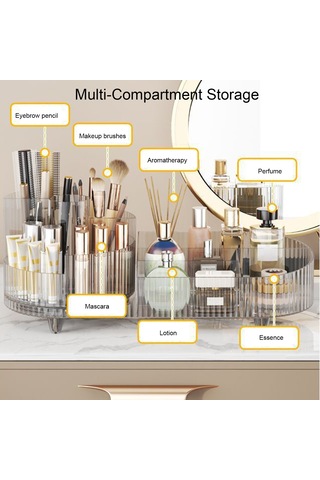 Moveevo Kozmetik Düzenleyici Masaüstü Döndürülebilir Makyaj Fırçası Saklama Tüpü Ev Şifonyer Mücevher Ruj Bölmesi Saklama