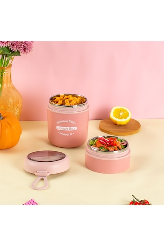 Porsima 66720 Çelik Yemek Termosu Lunch Box Yemek Kabı Pembe 710m