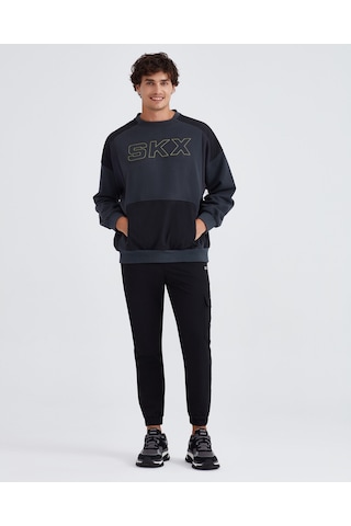 Skechers M Lw Fleece Crew Neck Sweatshirt Erkek Dark Gray Sweatshirt S232277-040