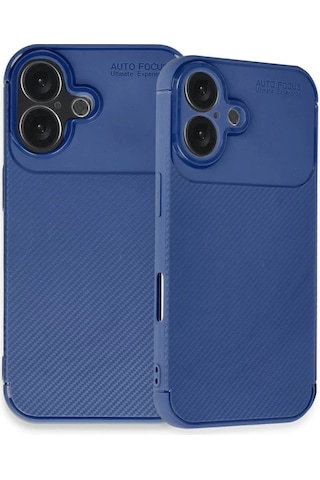 Newface  Apple  Uyumlu iPhone 16 Plus Kılıf Auto Focus Karbon Kapak - Lacivert