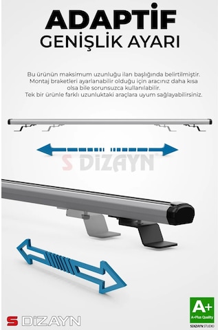 S-dizayn Mercedes Gl-class S-bar Cargo V1 Ara Atkı Tavan Taşıyıcı Barı Gri 130 Cm 2020 Üzeri A+ Kali