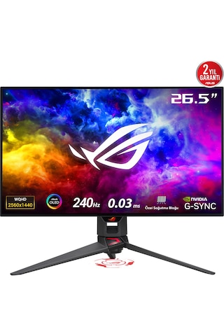 Asus Rog Swift Pg27aqdm 27" 0.03 Ms 2k Pivot 240 Hz Oled Oyuncu Monitörü Teşhir