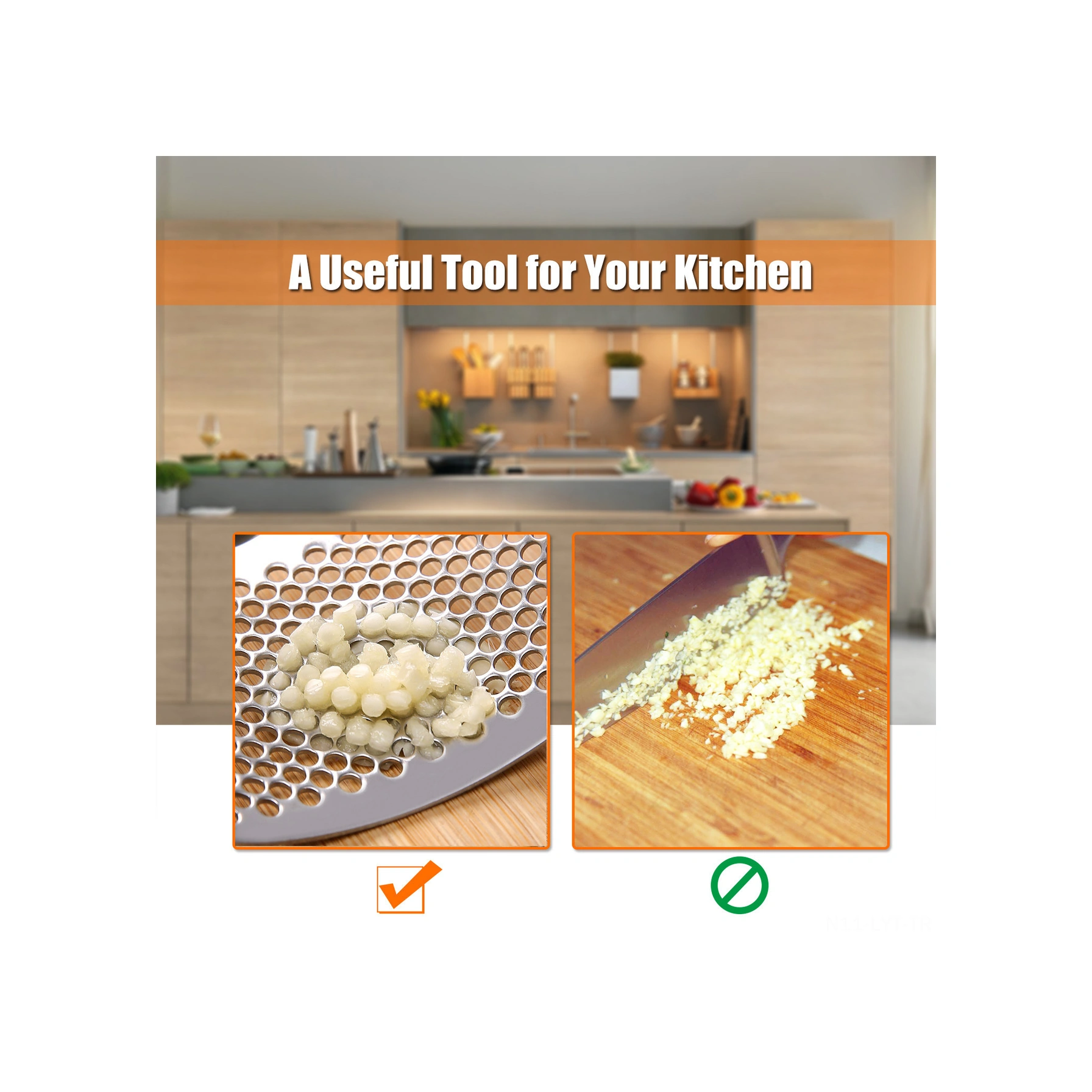 Youtek Stainless Steel Zencefil Ezici - Pratik Mutfak Aleti, Kolay Kullanım, Dayanıklı Malzeme, Taze Sarımsak Ezme, El Kokusuz, Temizliği Kolay Siyah