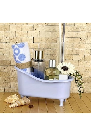 Dekoratif Mini Küvet Şeklinde Çok Amaçlı Banyo Düzenleyici Sepet Beyaz