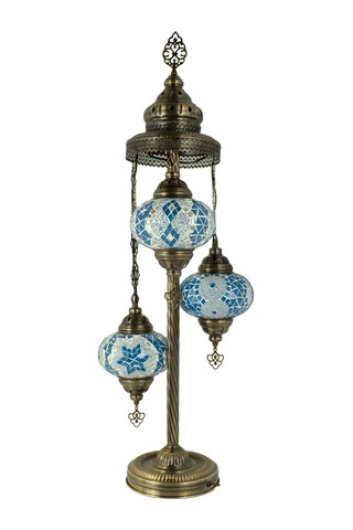 Mozaik 3'lü Lambader, Köşe Lambası, Otantik Osmanlı Lambaları, Dekoratif Ev Aydınlatmaları Lambader