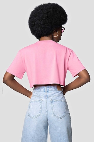 Long Crop Kadın Tshirt K.kol Pembe