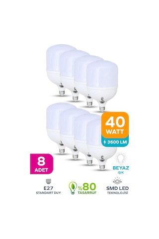 40w Tasarruflu E27 Beyaz Işık Torch Led Ampul 8 Adet 8 Adet