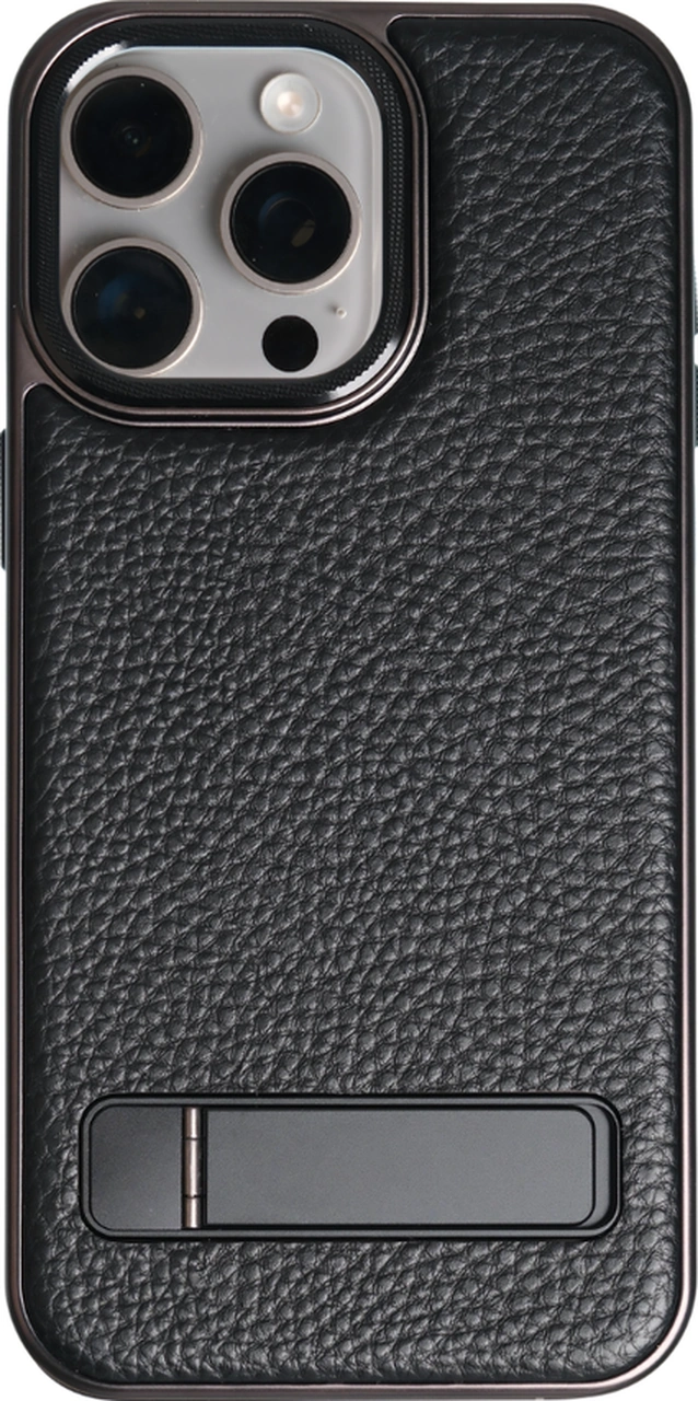 Caseon Iphone 15 Pro Max Siyah Manyetik Özellikli Standlı Deri Kılıf Kahverengi