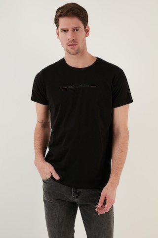 Buratti Pamuklu Slim Fit Bisiklet Yaka Erkek T Shirt 541Wind Siyah