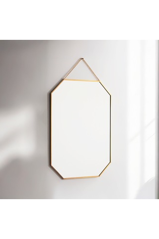 Ayna Duvar Askılı Sekizgen Geometrik Tüm Boylar Pirinç Gold