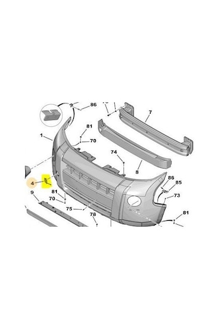 Peugeot Bipper Ön Tampon Çeki Kapak 2008-2015 742201 1.4 Hdı, 1.3 Jtd