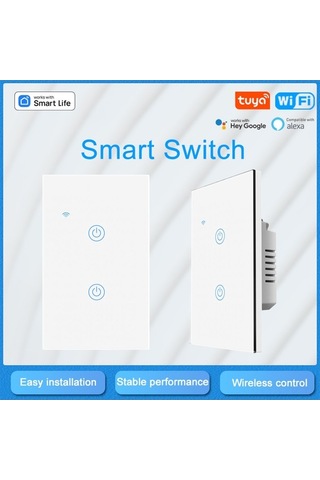Didadodo Tuya Uyumlu Wifi Anahtar, Led Göstergeli Temperli Cam - Akıllı Dokunmatik Aydınlatma Kontrol Paneli Tuya Wifi