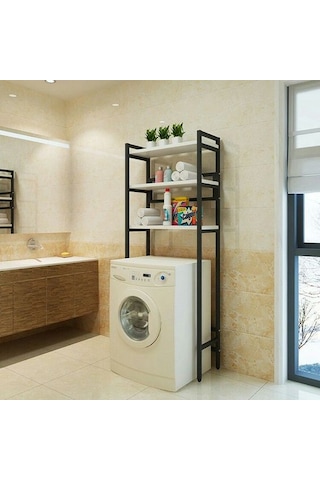 Halevia Metal Ahşap Banyo Rafı. Siyah - Atlantik