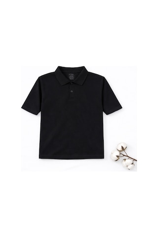 Store Okul Siyah Polo Yaka Kısakol Tişörtleri Kıyafetleri Üniforması Çocuk Genç Siyah