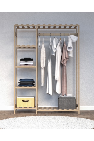 Ahşap Gardırop, Masif Ahşap Dolap, Açık Dolap 110x40x150 Ahşap