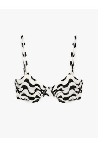 Koton Parıltılı Su Yolu Desenli Kalp Yaka Balenli Bikini Üstü Çıkarılabilir Askılı Siyah Çizgili 6sak10170mm Bsl