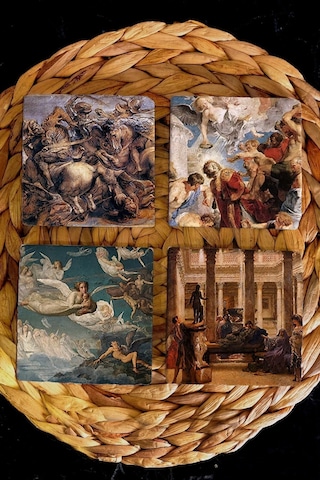 Doğal Taş Bardak Altlığı 4'lü Set 10x10x1 Cm - Mitoloji Stone Coasters Çok Renkli